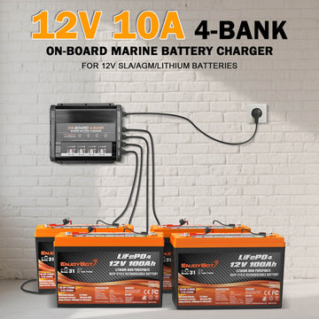 Enjoybot 4 Bank 12V 10A On-Board Marine Battery Charger